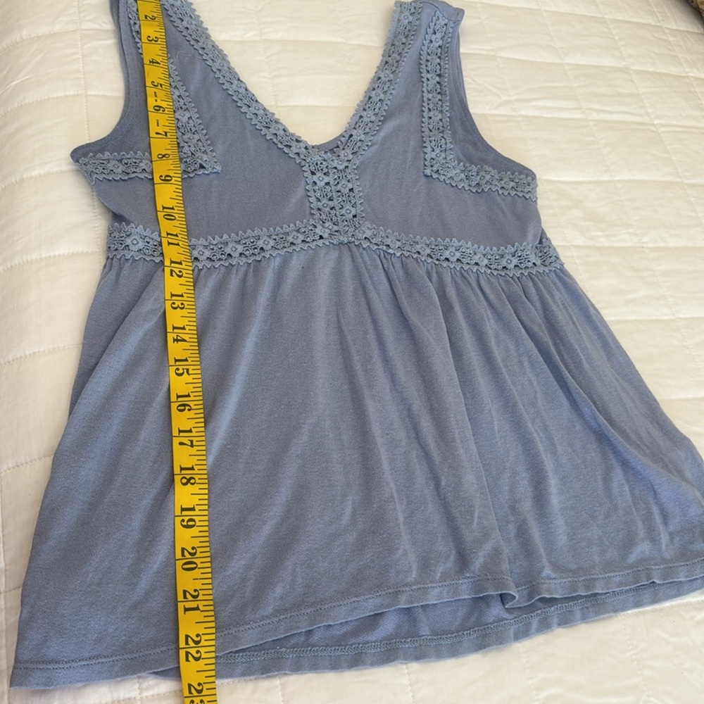 Mudd Y2K Blue Sleeveless Lace Trim Top Sz S - Picture 6 of 7
